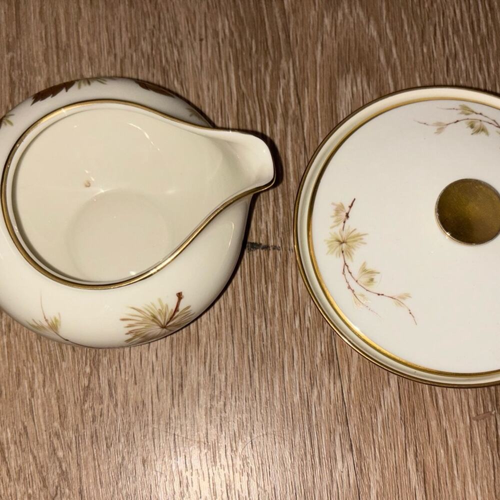 Vintage Bavaria Germany creamer and sugar pinecones box n
